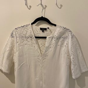 Theory white short sleeve blouse